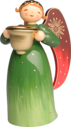 553/1Rgruen, Richly Painted Angel, Green, with Candle Holder