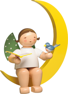 771/12, Angel with Songbook and Bird, in Moon, Large
